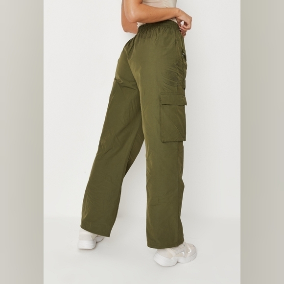 NWT Missguided Slate Nylon Straight Leg Cargo Trousers Size 14 - Picture 12 of 13